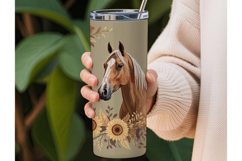 Autumn Palomino Horse 20oz Tumbler Wrap Sublimation DesignSVG 