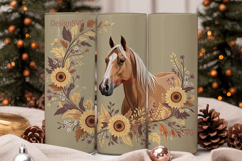 Autumn Palomino Horse 20oz Tumbler Wrap Sublimation DesignSVG 