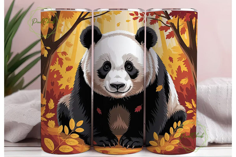 Autumn Panda Forest 20oz Tumbler Wrap Sublimation PixelChick 