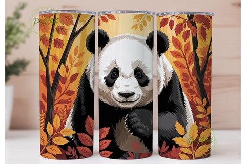 Autumn Panda Forest 20oz Tumbler Wrap Sublimation PixelChick 
