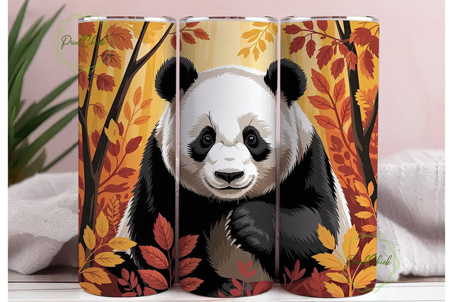 Autumn Panda Forest 20oz Tumbler Wrap Sublimation PixelChick 