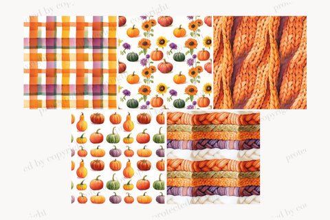 Autumn Paper Pattern Background | Fall Digital Pumpkin JPEG Digital Pattern GlamArtZhanna 