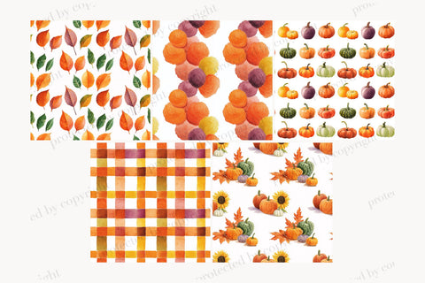 Autumn Paper Pattern Background | Fall Digital Pumpkin JPEG Digital Pattern GlamArtZhanna 