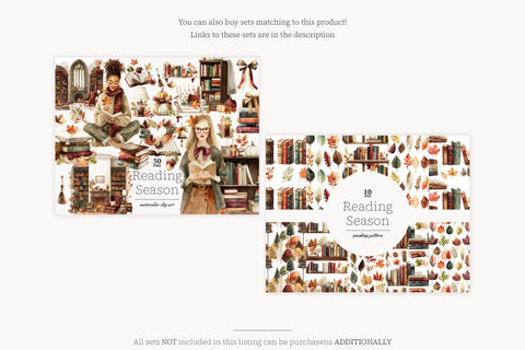 Autumn Paper Pattern Background | Fall Reading Library JPEG Digital Pattern GlamArtZhanna 