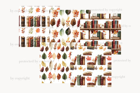 Autumn Paper Pattern Background | Fall Reading Library JPEG Digital Pattern GlamArtZhanna 