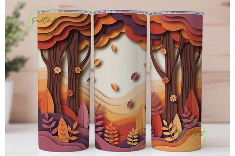 Autumn Papercut Forest 20oz Tumbler Wrap Sublimation PixelChick 