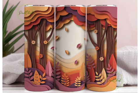 Autumn Papercut Forest 20oz Tumbler Wrap Sublimation PixelChick 