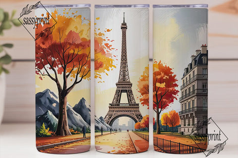Autumn Paris Eiffel Tower 20oz Tumbler Sublimation sassyprint 