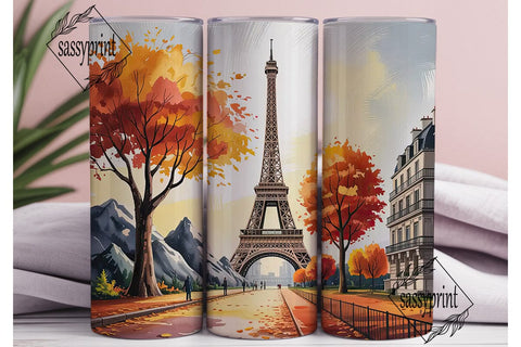 Autumn Paris Eiffel Tower 20oz Tumbler Sublimation sassyprint 