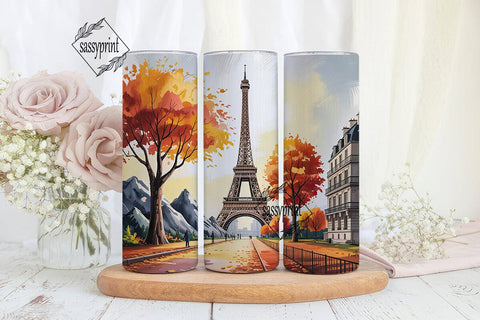 Autumn Paris Eiffel Tower 20oz Tumbler Sublimation sassyprint 