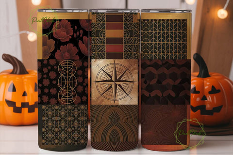 Autumn Patchwork 20oz Tumbler Wrap Sublimation PixelChick 