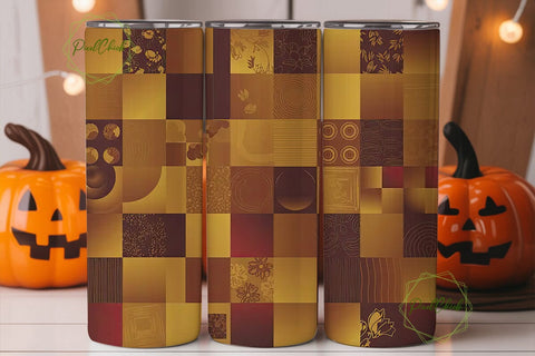 Autumn Patchwork 20oz Tumbler Wrap Sublimation PixelChick 