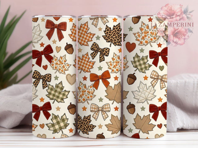 Autumn Patchwork Leaves 20oz Tumbler, Autumn Patchwork, Patchwork Leaves, Leaf Tumbler, 20oz Tumbler, Fall Tumbler, Autumn Leaves, Tumbler Wrap Sublimation Li Zamperini 