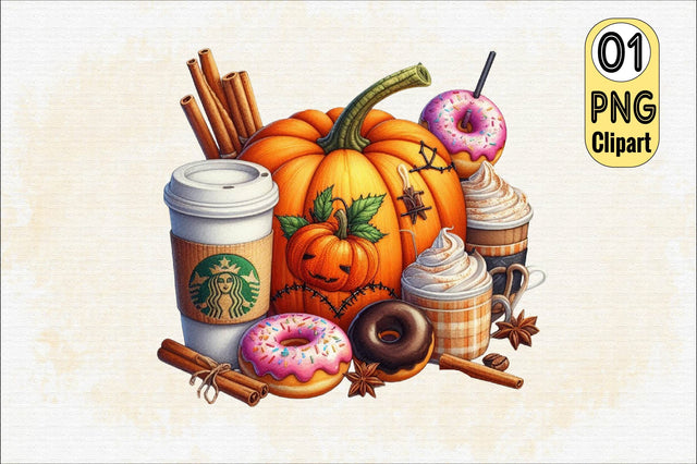 Autumn Patchwork Pumpkin Clipart Sublimation SVGArt 