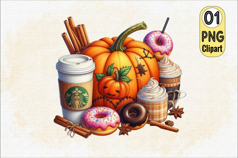 Autumn Patchwork Pumpkin Clipart Sublimation SVGArt 