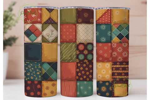 Autumn Patchwork Quilt 20oz Tumbler Wrap Sublimation PixelChick 