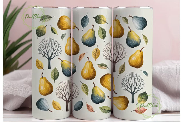 Autumn Pears 20oz Tumbler Wrap Sublimation PixelChick 