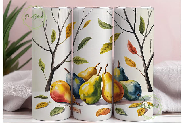 Autumn Pears 20oz Tumbler Wrap Sublimation PixelChick 