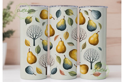 Autumn Pears 20oz Tumbler Wrap Sublimation PixelChick 