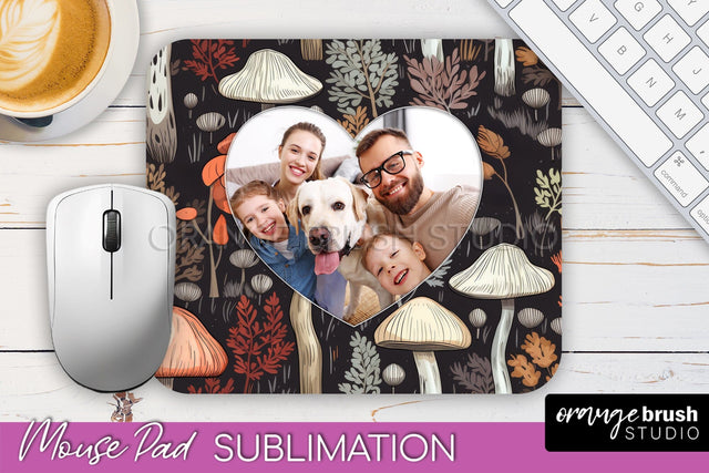 Autumn Photo Frame Mouse Pad Sublimation, Add Your Picture Sublimation OrangeBrushStudio 
