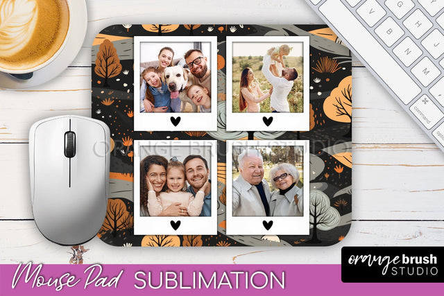 Autumn Photo Frame Mouse Pad Sublimation, Add Your Picture Sublimation OrangeBrushStudio 