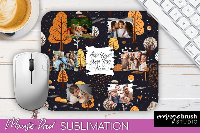 Autumn Photo Frame Mouse Pad Sublimation, Add Your Picture Sublimation OrangeBrushStudio 