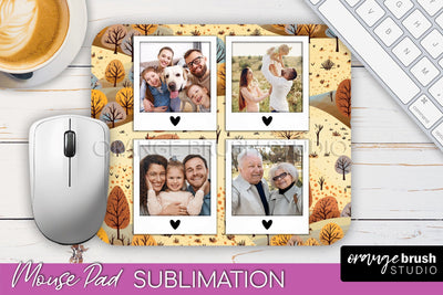 Autumn Photo Frame Mouse Pad Sublimation, Add Your Picture Sublimation OrangeBrushStudio 