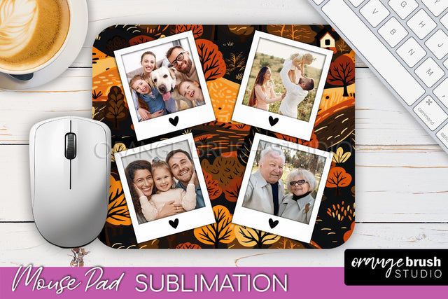 Autumn Photo Frame Mouse Pad Sublimation, Add Your Picture Sublimation OrangeBrushStudio 