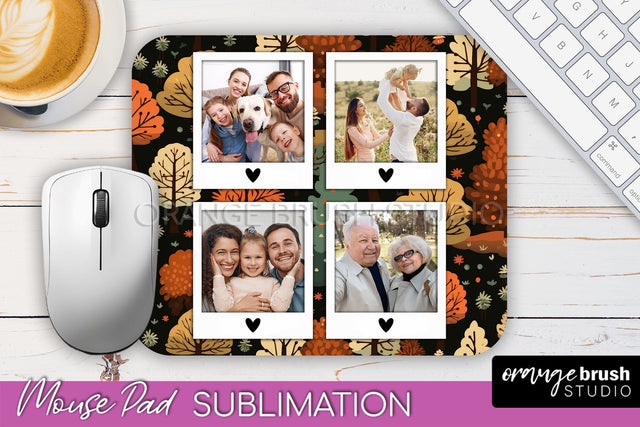 Autumn Photo Frame Mouse Pad Sublimation, Add Your Picture Sublimation OrangeBrushStudio 