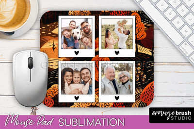 Autumn Photo Frame Mouse Pad Sublimation, Add Your Picture Sublimation OrangeBrushStudio 