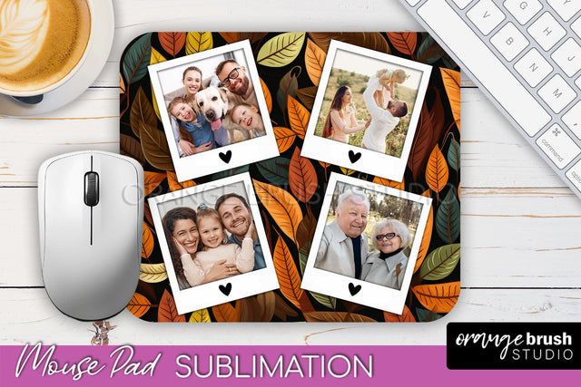 Autumn Photo Frame Mouse Pad Sublimation, Add Your Picture Sublimation OrangeBrushStudio 