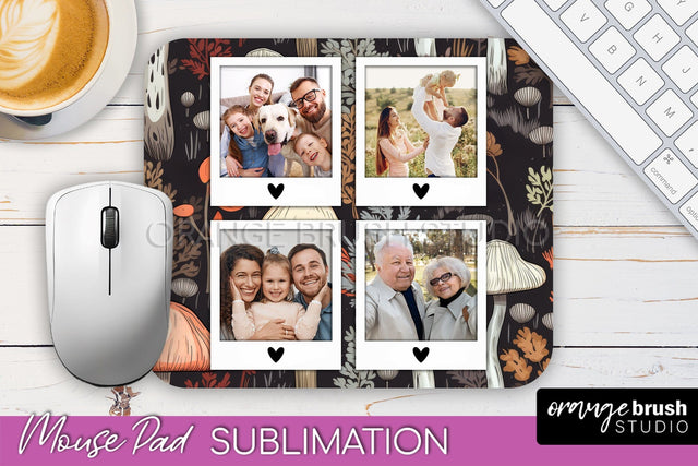 Autumn Photo Frame Mouse Pad Sublimation, Add Your Picture Sublimation OrangeBrushStudio 