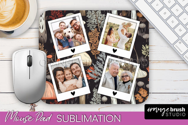 Autumn Photo Frame Mouse Pad Sublimation, Add Your Picture Sublimation OrangeBrushStudio 