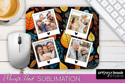 Autumn Photo Frame Mouse Pad Sublimation, Add Your Picture Sublimation OrangeBrushStudio 