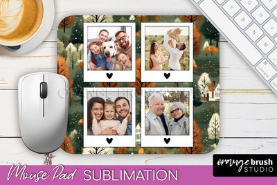 Autumn Photo Frame Mouse Pad Sublimation, Add Your Picture Sublimation OrangeBrushStudio 