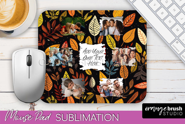 Autumn Photo Frame Mouse Pad Sublimation, Add Your Picture Sublimation OrangeBrushStudio 
