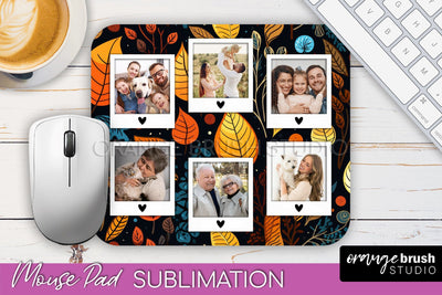 Autumn Photo Frame Mouse Pad Sublimation, Add Your Picture Sublimation OrangeBrushStudio 