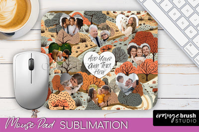 Autumn Photo Frame Mouse Pad Sublimation, Add Your Picture Sublimation OrangeBrushStudio 