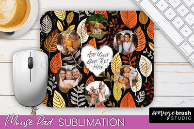 Autumn Photo Frame Mouse Pad Sublimation, Add Your Picture Sublimation OrangeBrushStudio 