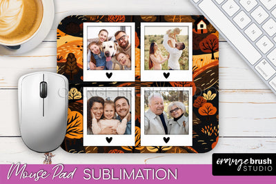 Autumn Photo Frame Mouse Pad Sublimation, Add Your Picture Sublimation OrangeBrushStudio 