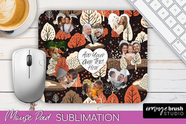 Autumn Photo Frame Mouse Pad Sublimation, Add Your Picture Sublimation OrangeBrushStudio 