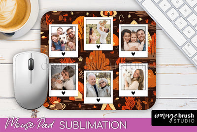 Autumn Photo Frame Mouse Pad Sublimation, Add Your Picture Sublimation OrangeBrushStudio 