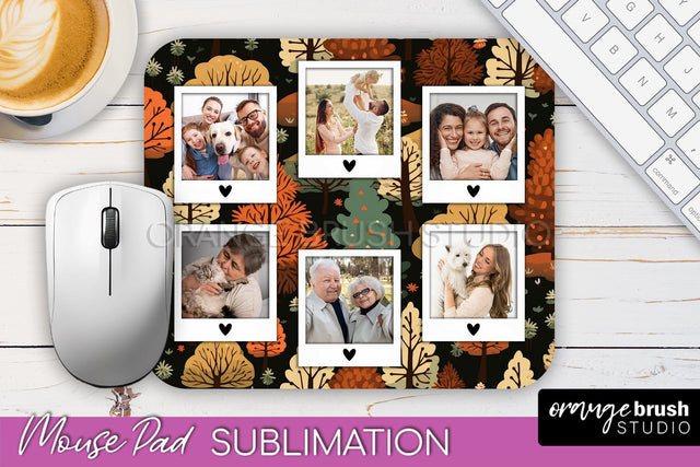 Autumn Photo Frame Mouse Pad Sublimation, Add Your Picture Sublimation OrangeBrushStudio 