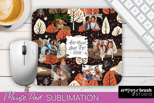 Autumn Photo Frame Mouse Pad Sublimation, Add Your Picture Sublimation OrangeBrushStudio 