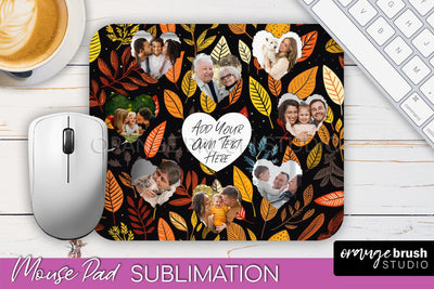 Autumn Photo Frame Mouse Pad Sublimation, Add Your Picture Sublimation OrangeBrushStudio 