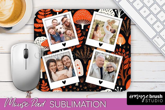 Autumn Photo Frame Mouse Pad Sublimation, Add Your Picture Sublimation OrangeBrushStudio 
