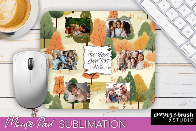 Autumn Photo Frame Mouse Pad Sublimation, Add Your Picture Sublimation OrangeBrushStudio 