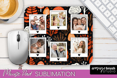 Autumn Photo Frame Mouse Pad Sublimation, Add Your Picture Sublimation OrangeBrushStudio 