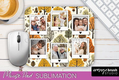 Autumn Photo Frame Mouse Pad Sublimation, Add Your Picture Sublimation OrangeBrushStudio 