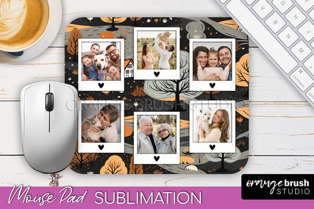 Autumn Photo Frame Mouse Pad Sublimation, Add Your Picture Sublimation OrangeBrushStudio 